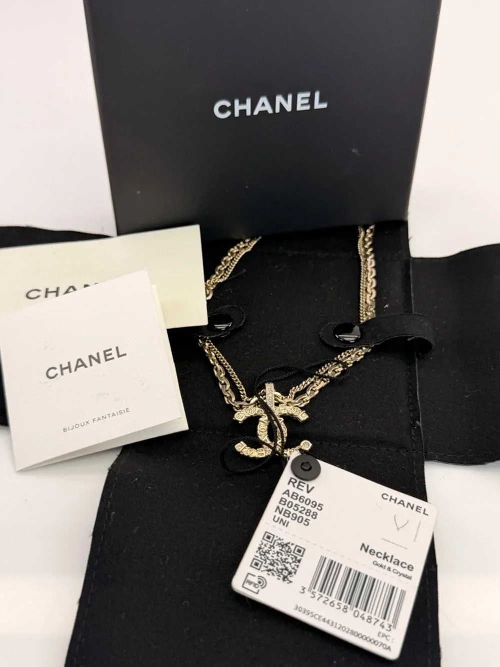 CHANEL Crystal CC Multi Strand Chain Necklace Gold